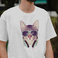 Cool Cat with Headset T-Shirt Art Print Summer Casual for Men and Women Design Tee