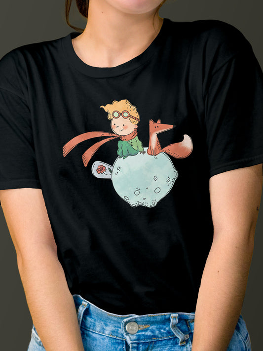 Little Prince T-Shirt Cartoon Animation Print Summer Casual Women's Design Tee