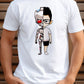 Men's Robot Print, The Mad Artist, Casual Short Sleeve Crew T-Shirt, Comfortable Clothing